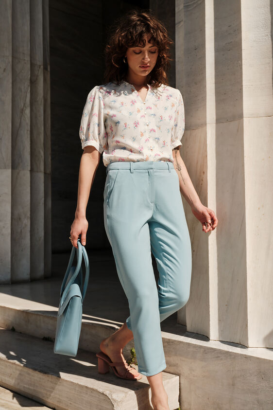 White Floral Shirt Style Top, White, image 1